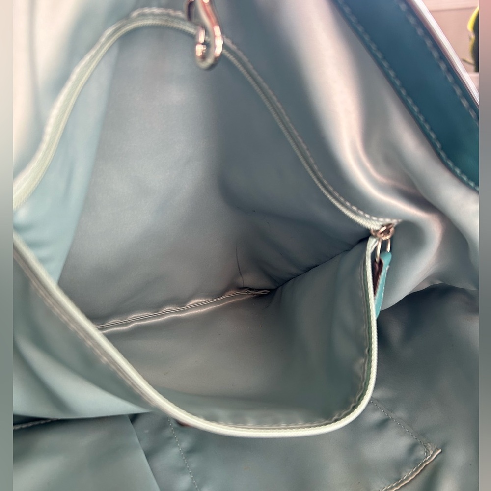COACH Aubrey Tote Aqua Marine 2 Toned Patent Leather Shoulder Bag - Picture 10 of 14